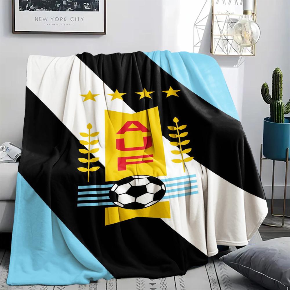 1Pc AUF Logo Uruguay Print Flannel Blanket High Quality Warm Comfortable Cover for All Seasons Perfect for Gifts Home Decor