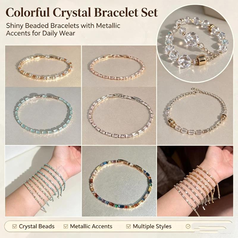 Shiny Colorful Crystal Bracelet for Women Sparkling Zircon Accent Chain Anti-allergy Jewelry for Night Out Party Birthday Gift