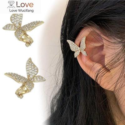 Lx9d Women 'S Butterfly Earrings Crawling Ear Clips Non Pierced Girls Ear Clip Jewelry Gifts For Girls Women Rhinestone Wrap