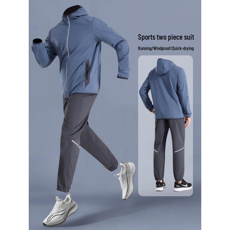 Men's Quick-Dry Running Suit: Spring/Summer Jacket with Printed LOGO for Fitness and Morning Runs