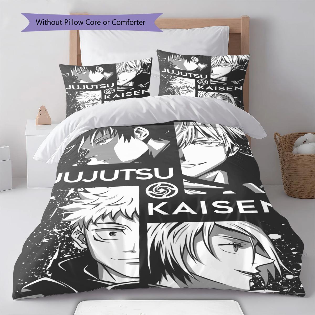 Jujutsu Kaisen Sukuna Curse Style Bedding Set Anime Duvet Cover Dark Theme Polyester Bed Set -QJY 135x200cm