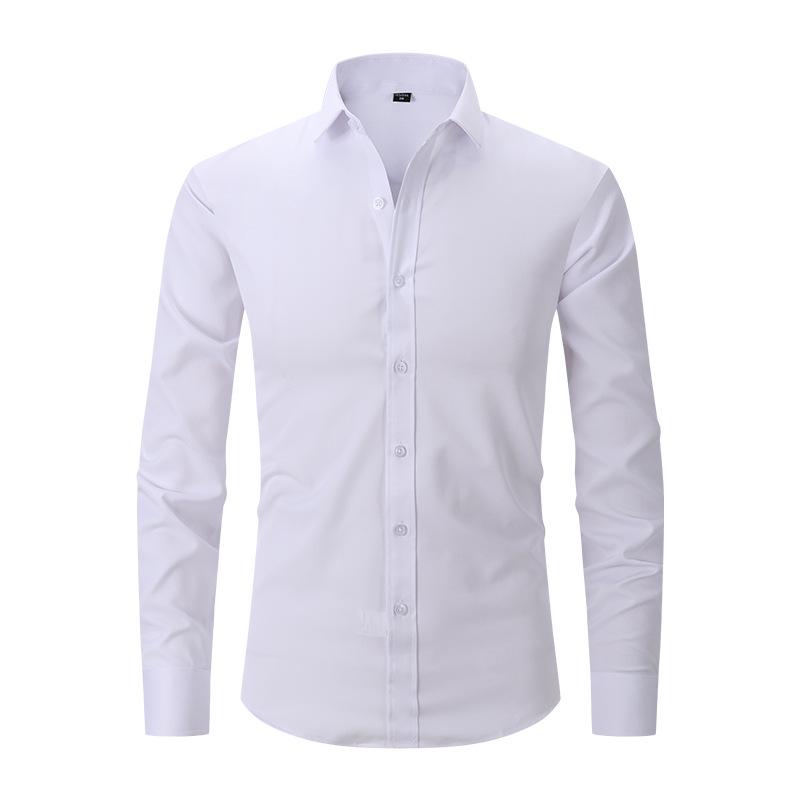 Men's Solid Color Slim Fit Long Sleeve Plus Size Shirt