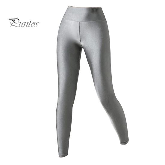 Leggings for kvinner med høy elastisitet Slim Fit Ensfarge Glanset Yogabukser med høy midje Vår Høst Aktiv slitasje