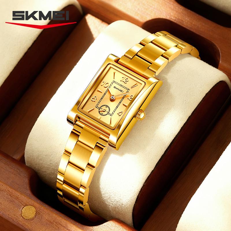 Skmei 2570 Elegant Fashion Women Quartz Watch Costume Stainless Steel Band Waterproof Rectangle in Stock Casual Watch Set