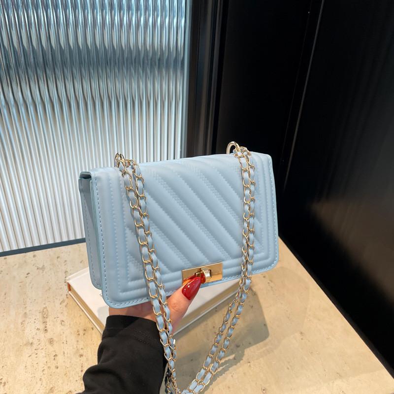 Street Style Small Square Pu Shoulder Bag With Lock Closure For Daily Use