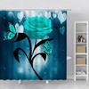 Flower Shower Curtain Set Orchid Teal Rose Plant Floral Leaves Print Bathroom Decor Fabric Bath Curtain Bathtub Accessories Hook