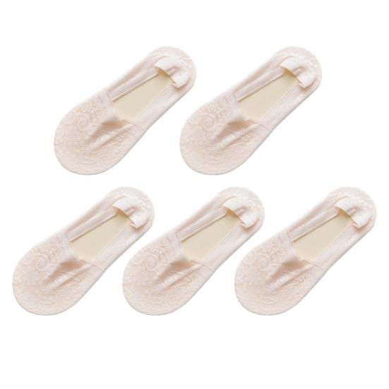 5 Paar Damensocken Elastisches Flaches Design Spitzenverzierungen Socken mit Bündchen Niedriger Schnitt Sommersocken Tägliches Tragen