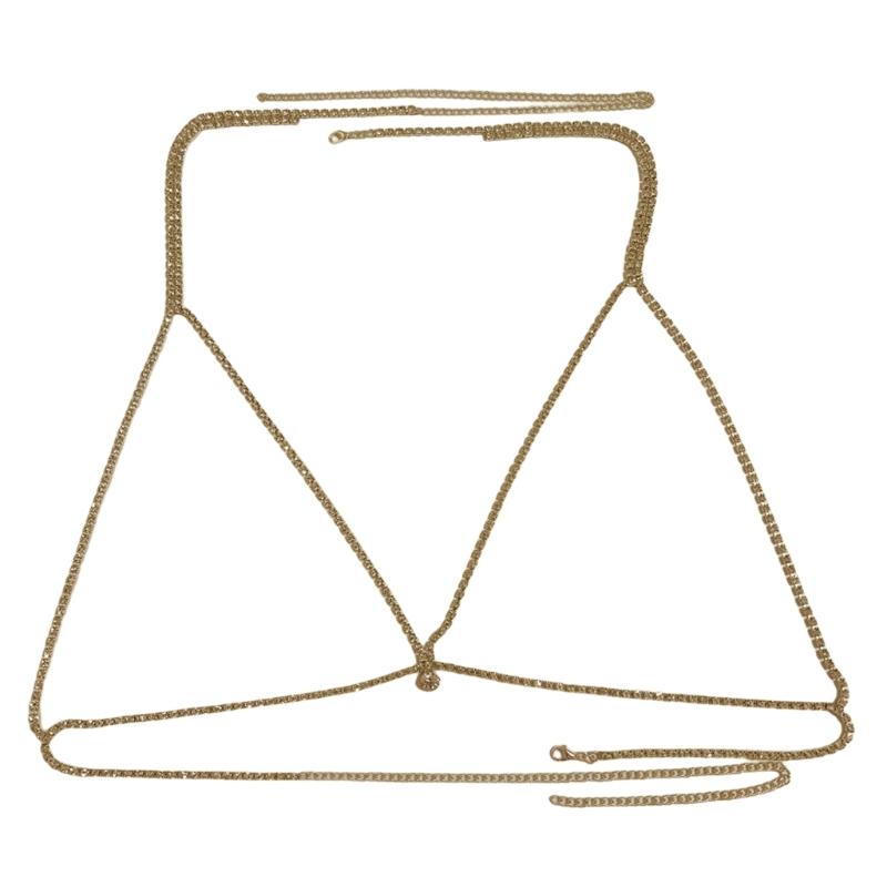 

Bikinis BraChain Chest Bracket BraChain Necklace Sexy Rhinestone Body Chain Bras Body JewelryBra Chest Chain Necklace 1 золотой