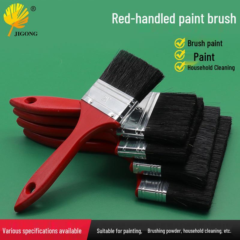 1-6 Inch Red Handle Hog Bristle Paint Brush, Durable & Shed-Resistant
