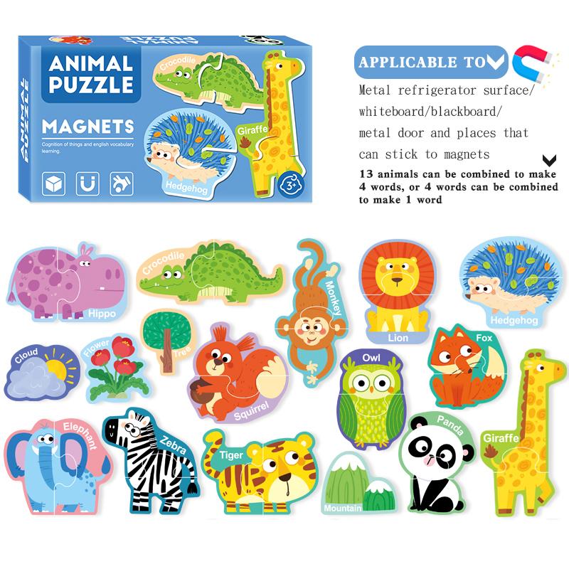 Montessori Magnetic Puzzles Toy Early Education Alphanumeric Learning 8 Themes Fridge Magnets Educational Toys For 3-6 Years Old