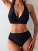 Bikini Women's Split High Waist Pants Solid Color Multi-Color Halter Sexy Swimsuit