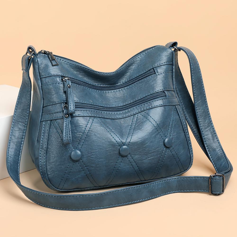 Damskie torby typu crossbody moda PU skórzane wielowarstwowe torby listonoszki dla matki na co dzień jednokolorowe damskie torby na ramię torebki