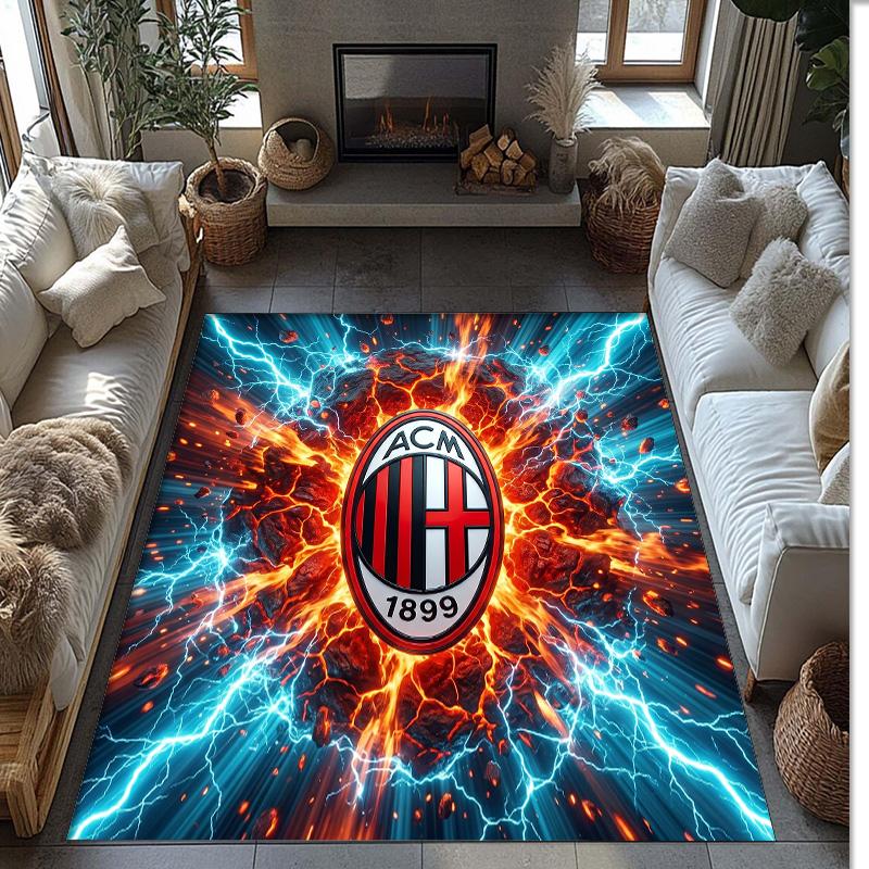 AC Milan Printed Flannel Area Rug Non Slip Soft Polyester Floor Carpet Indoor Decor Mat for Bedroom Living Room Sofa Game Room Home Decoration