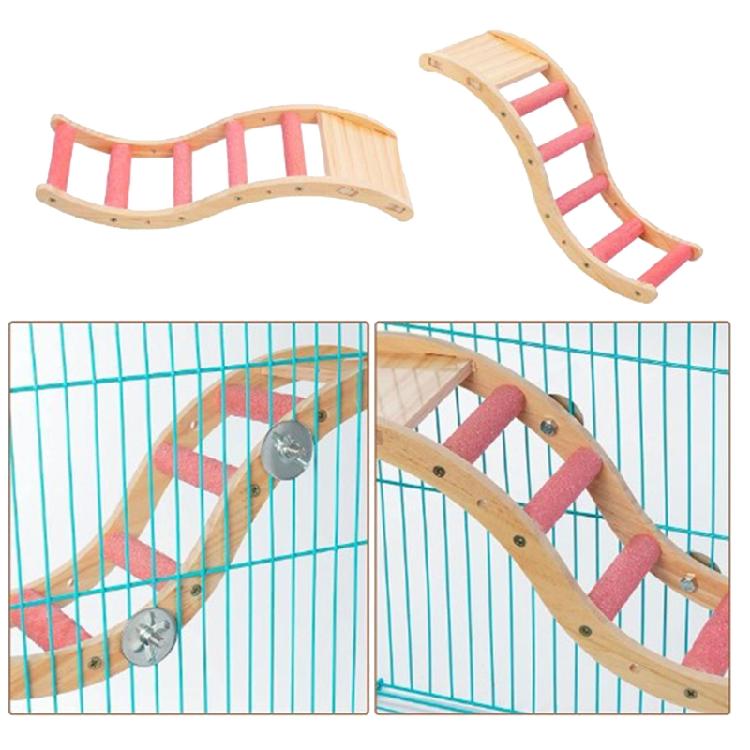 Bird Perch Wood Climbing Ladder Stand Platform for Parrot Cage Accessories