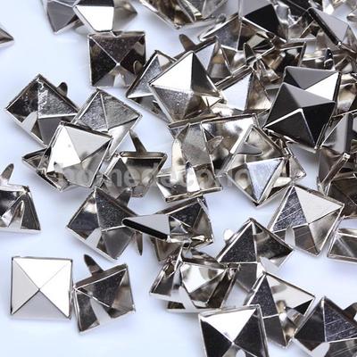 100 sztuk 12mm Kwadratowe Nity Piramidki Kolce Punk Rock Kolce Skórzane craft srebro