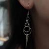 Stainless Steel Gothic Chain Tail Double Ring Stud Earrings