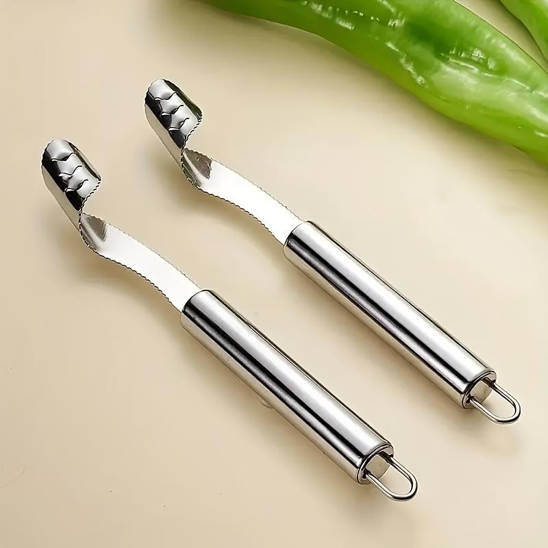 2pcs Stainless Steel Fruit Corer, Red Pepper Seed Remover, Vegetable and Fruit Corer, Kitchen Gadget, Convenient for Peeling and Slicing