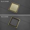 Black SUS304 Stainless Steel Shower Drain Bathroom Floor Drain Tile Insert Square Anti-odor Floor Waste Grates 15CM Brushed Gold