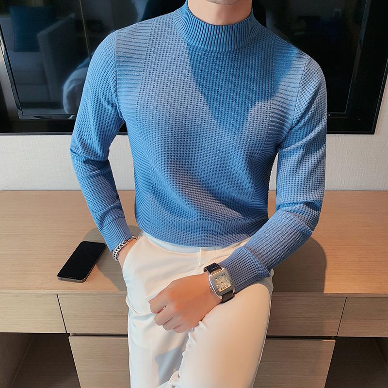 

Men s Autumn/Winter Thickened High Neck Slim Fit Knit Sweater XL