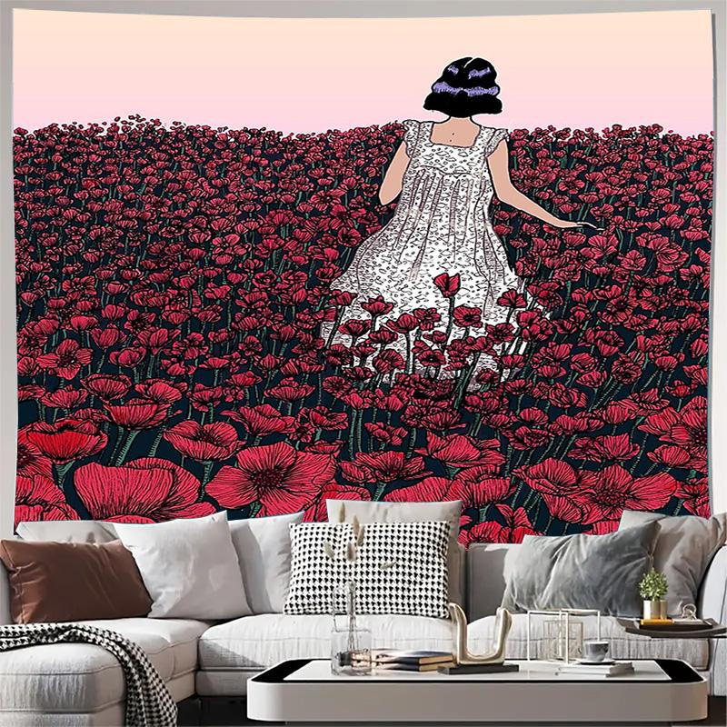 

Bohemian Tapestry Vintage Floral Wall Hanging Nature Landscape Room Decor Aesthetic Wall Art Bedroom Dorm Living Room Home Decor 74x94cm(29x37in)