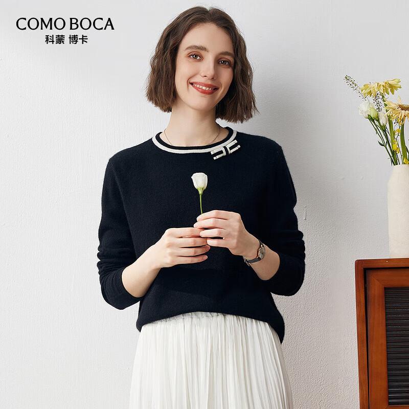 KEMOMBOKA Women's Cashmere Sweater with Bow Detail