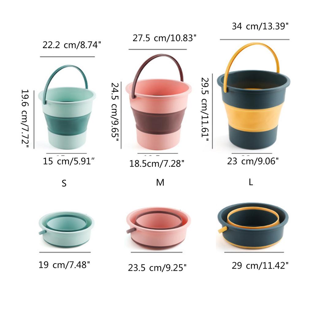 Collapsible Plastic Bucket with Handle Portable Cleaning Bucket Foldable Water Tub for Outdoor Activities