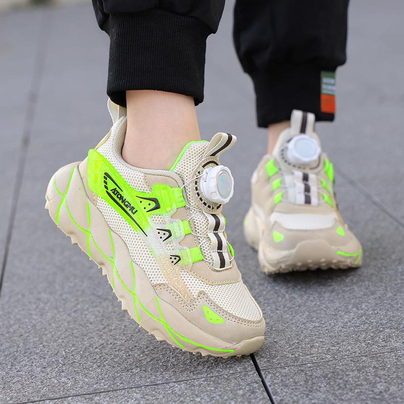 Running shoes light girls' and children's sports shoes button new breathable children's shoes boys' and boys' toilet shoes spring and autumn 2025