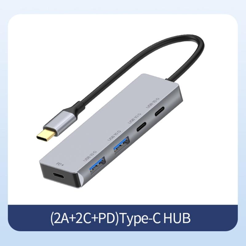 4 Port USB C Expansion Dock Fast Speed 10Gbps Data Transfer PD100W Charging Aluminum Alloys Adapters