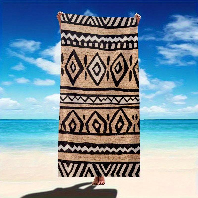 

Bohemian Geometric Beach Towel, Black Beige Brown Quick Dry for Beach Pool Camping W40*H60(CM)