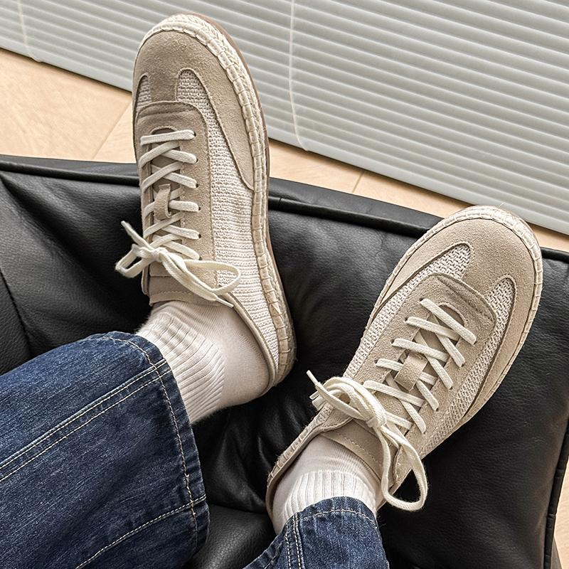 Vintage Half Shoes for Men Women Mules Suede Leather Loafers Slipper Open-back Casual Shoes Backless Slides Sandal Slip On Flats