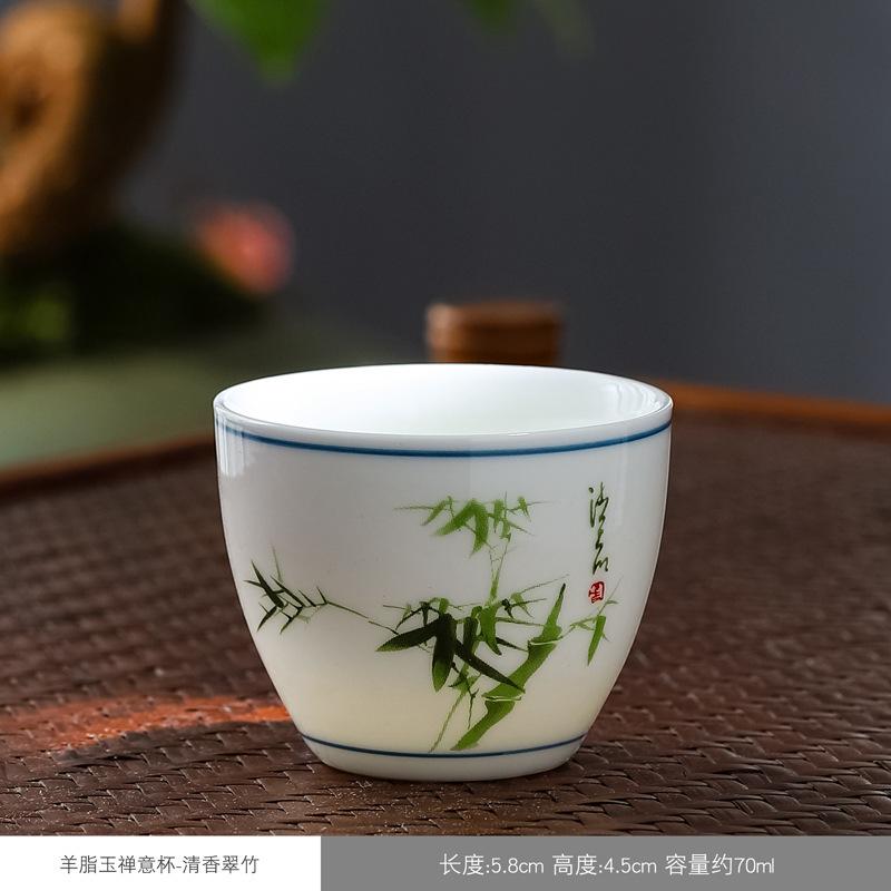 Seladon çay fincanı seramik el boyaması usta tek fincan çay fincanı ev kung fu çay kasesi retro şapka fincan