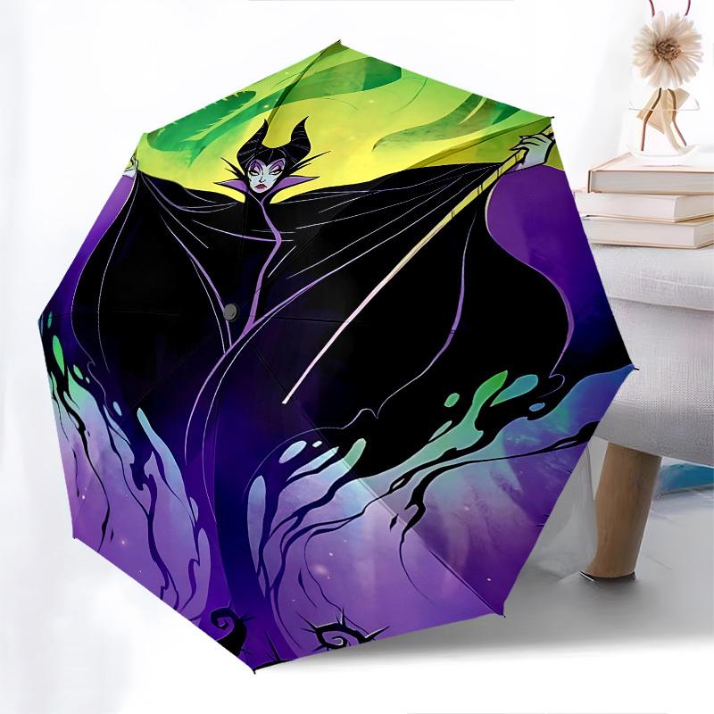 Maleficent, Sorcery Themed Automatic Opening and Closing Umbrella, Brightly Colored 8-rib Portable Umbrella, Suitable for Men and Women, A P