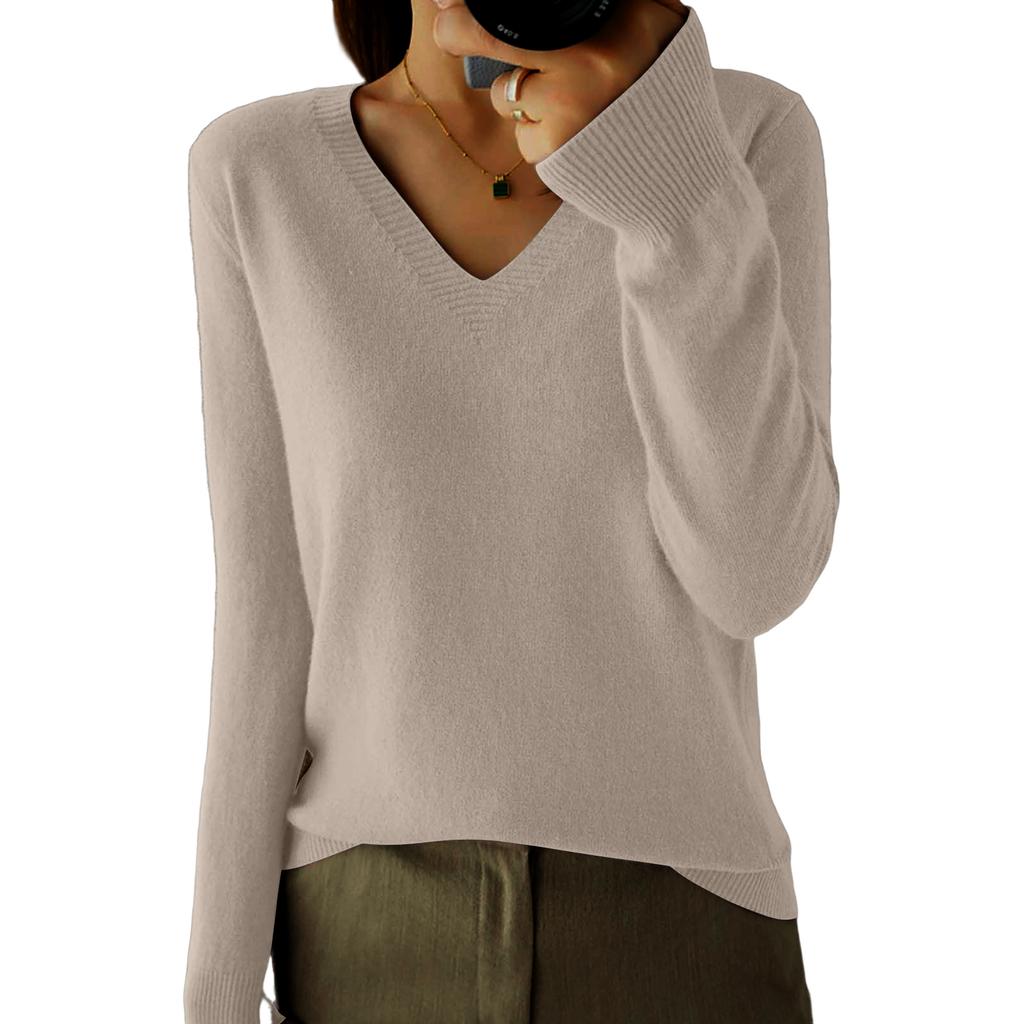 Sweaters for Women V Neck Long Sleeve Knit Pullover Womens Sweaters Oversized Sweaters for Women Fall Sweaters for Women