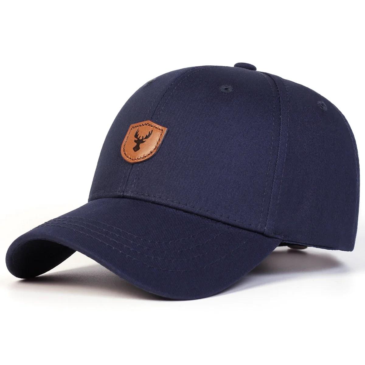 

Unisex Antler Leather Label Baseball Caps Spring Autumn Outdoor Sunscreen Hat Adjustable Casual Trucker Hats Sports Cap тёмно-синий