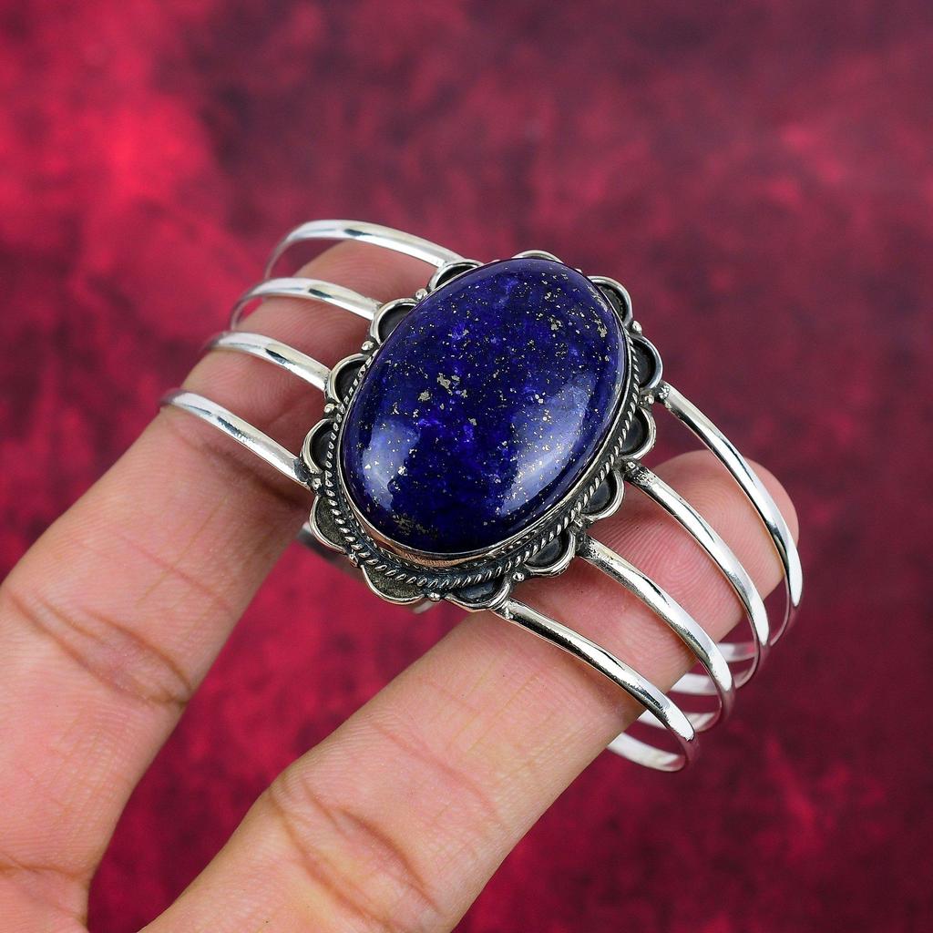 Lapis Lazuli Armband Handgjort Ädelstenssmycke, 925 Massivt Sterling Silver Armband, Armband med Unik Design
