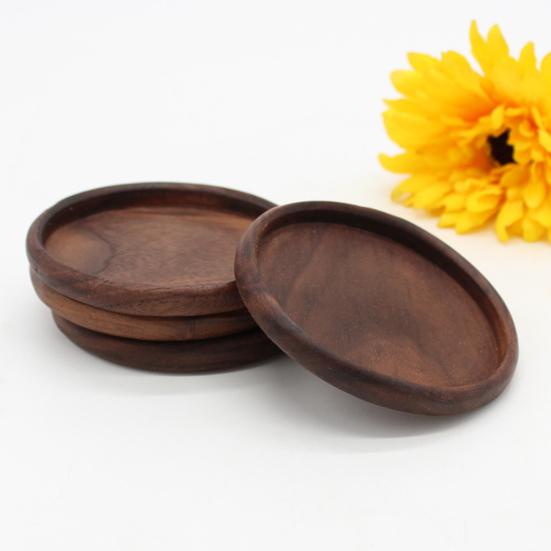 Sottobicchiere Quadrato Rotondo in Legno di Noce per Caffè Tè Teiera Tazza Tazza Ciotola Sottopiatto Tappetino