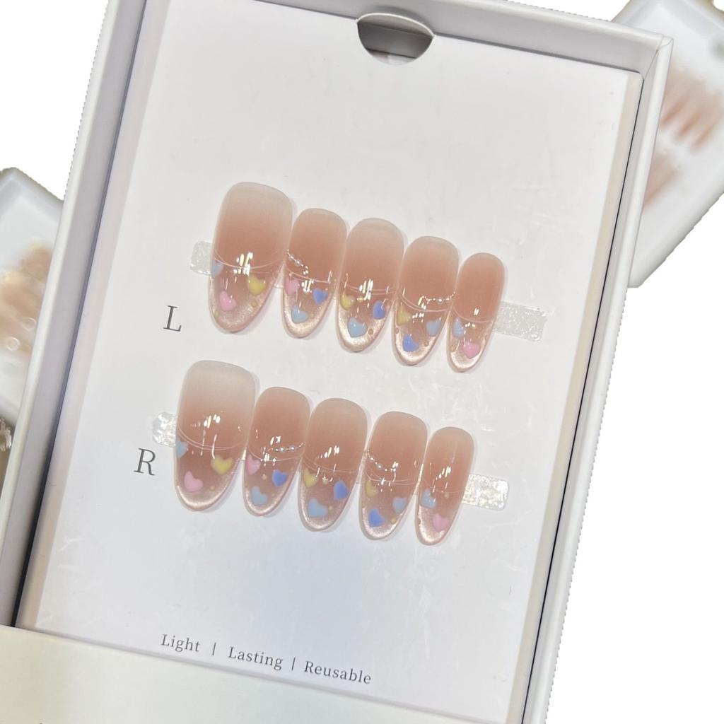 Doba Presses Love and Clear Wear Armor Handmade Nude Blush Ice-transparent Cat Eye French Removable Armor