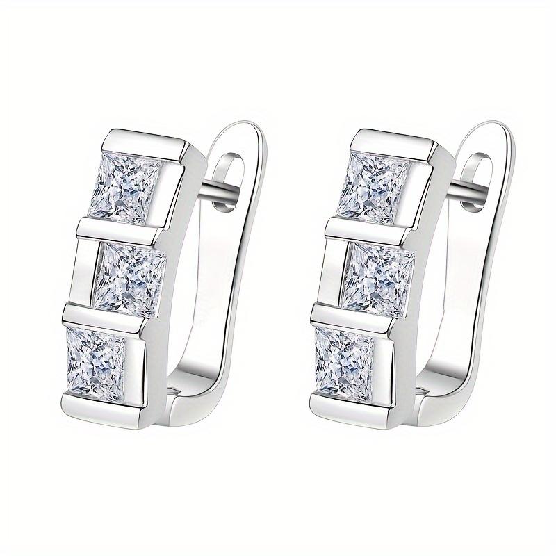 1 pereche de cercei cu picătură de piatră albă de culoare argintie aurie pentru femei Cercei cu prințesă cu geometrie suspendate Bijuterii de nuntă de modă Bijuterii de Crăciun de Halloween