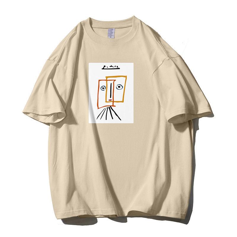 Shellsuning Cartoon Printing T-shirt Women Summer Fashion Casual Simple Short Sleeve 100% Cotton Soft Tees Female Oversized Basic Couple Tops