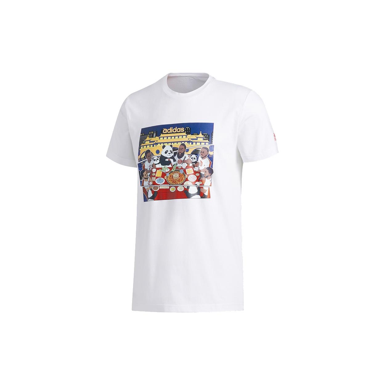 adidas Chengdu Tee Cartoon Printing Basketball Sports Short Sleeve White Men s GE1062 M