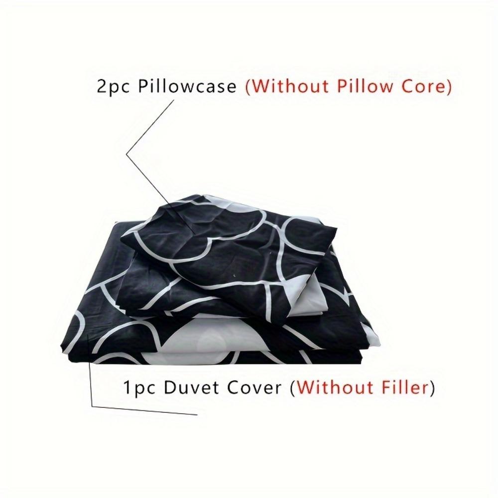 3pcs Bedding Set Black White Love Heart 3D Printed Cozy Duvet Cover Set King Queen Twin Single Size Birthday Gift Bedroom Decor