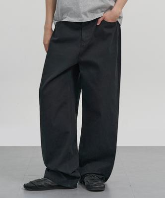 EXCONTAINER Daily Curved Cotton Pants (Black)