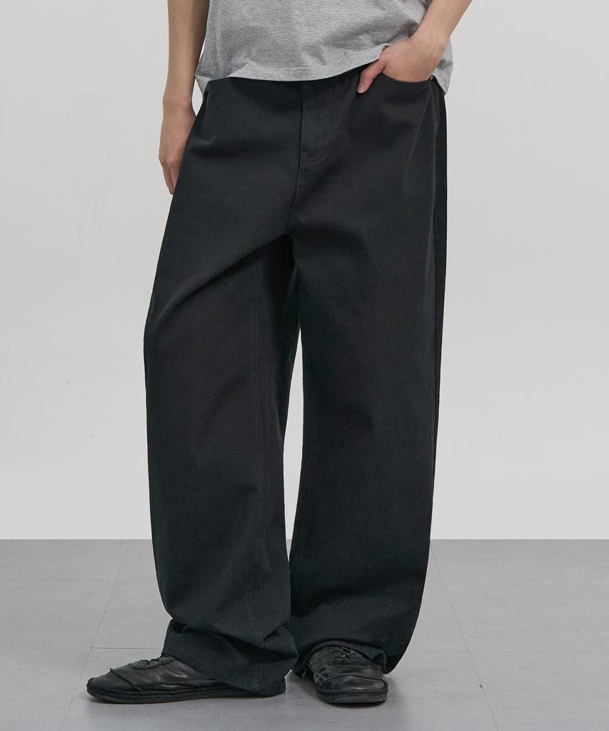 EXCONTAINER Daily Curved Cotton Pants (Black)