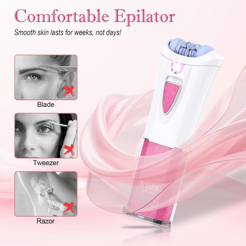 Glabrouse Skin Epilator, 2025 New Glabrouse Skin Hair Remover for Women Cordless Facial Hair Removal for Women Facial, Arms, Legs and Bikini (Pink)
