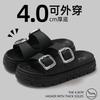 Fashion Hot - Selling Buckled Chunky Sandals | Black Double - Strap Slides with Metal Accents, Ideal for Summer Outfits