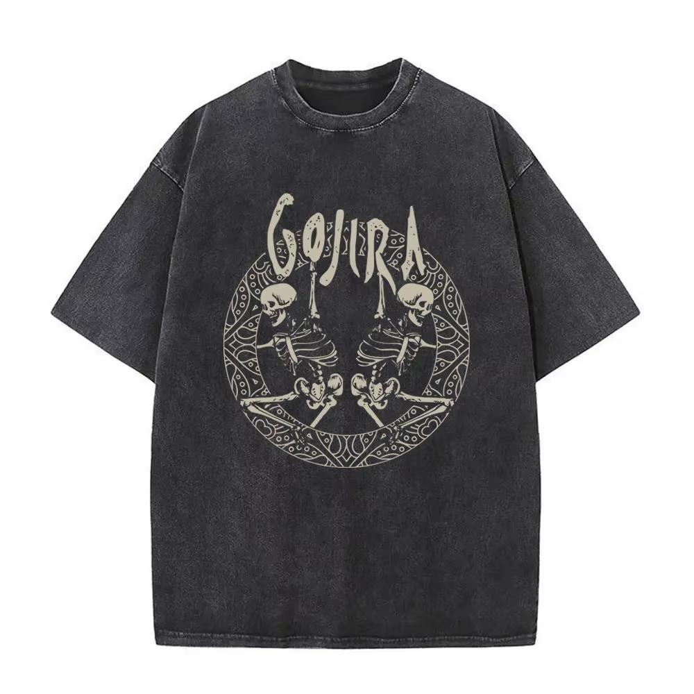 2026 Summer Fashion Trendy Tee Washed Vintage Metal Band Gojira T-shirt From Mars To Sirius Flying Whales Snake Graphic T-shirts