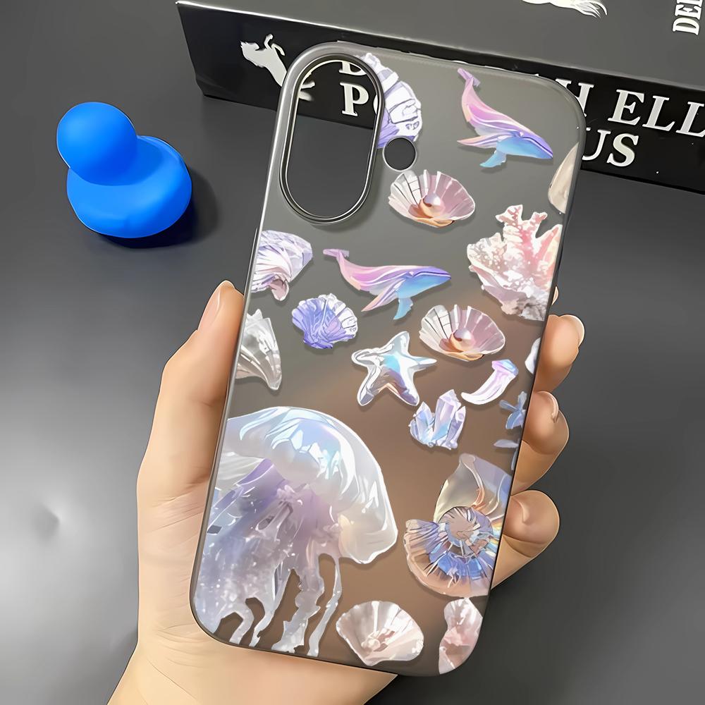 Phone Case For Iphone 15 Plus 17 Air 16 13 14 12 11 Pro Max Precise Cut Funda Colorful Shell Jellyfish Scratch Resistant Cover