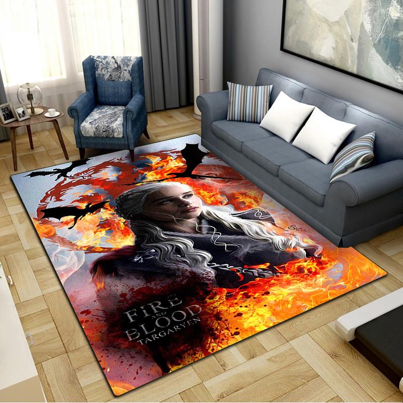 Daenerys Targaryen Carpet Rug for Living Room Bedroom Home Sofa Decoration,Kids play Non-slip Floor Mat