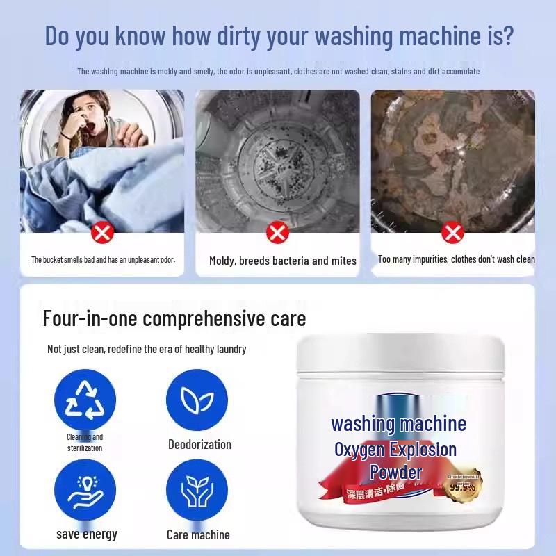 Newcomer Exclusive: 3-Pack Washing Machine Oxygen Cleaner - Powerful Descaling and Sterilizing Agent