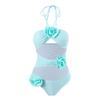 2024 Neue 3D-Blumenröhren-Bademode für Damen mit Neckholder, schulterfrei, einteiliger Badeanzug für Damen, Badeanzug, Blau, Schwarz, Weiß, Monokini